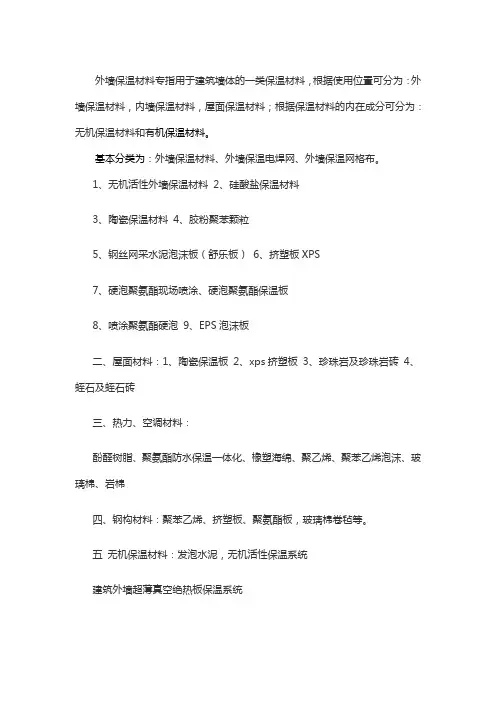 外墙保温材料有几种