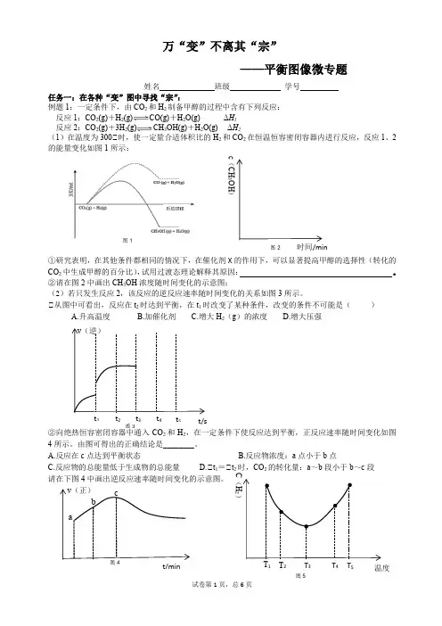 高中化学练习：反应原理图像专题复习