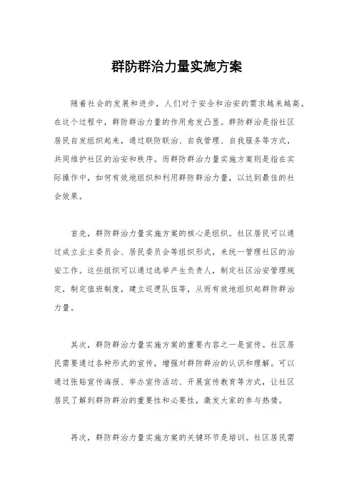 群防群治力量实施方案
