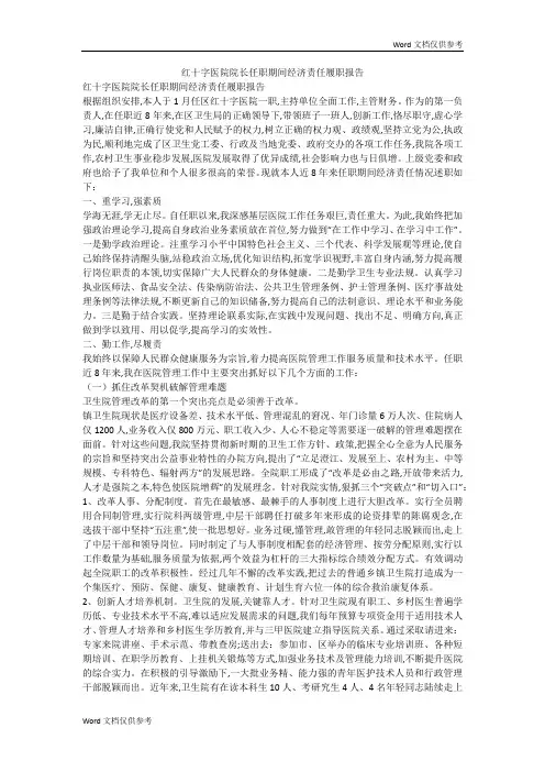 红十字医院院长任职期间经济责任履职报告