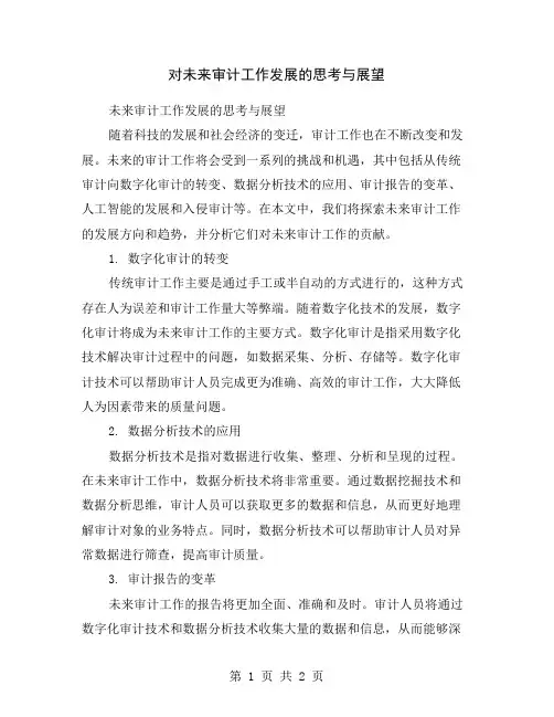 对未来审计工作发展的思考与展望