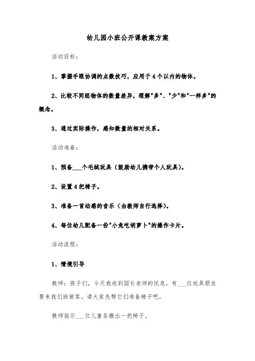 幼儿园小班公开课教案方案（六篇）