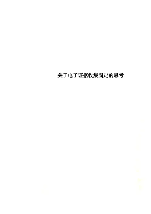 关于电子证据收集固定的思考