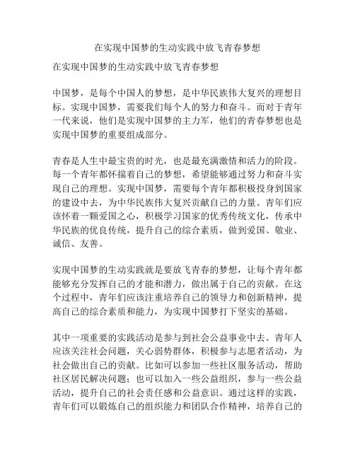 在实现中国梦的生动实践中放飞青春梦想