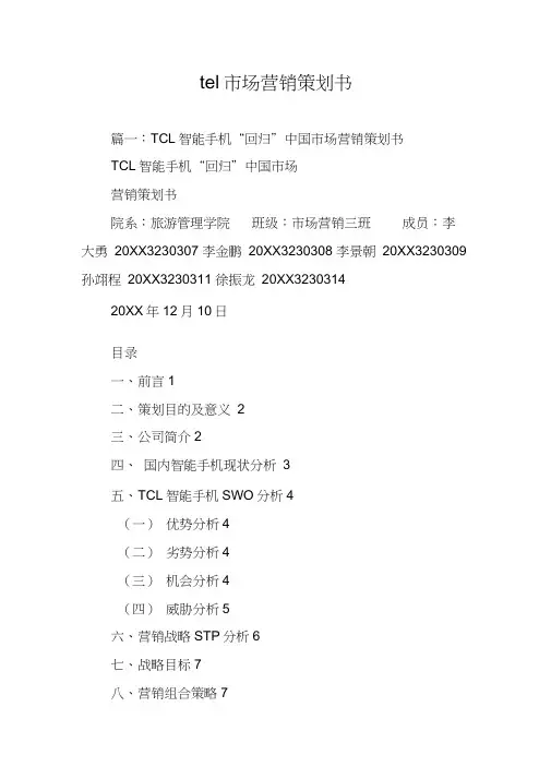 tcl市场营销策划书