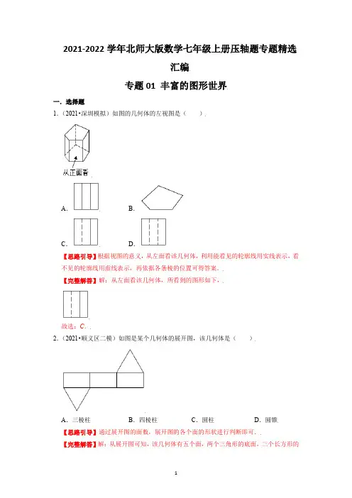 【压轴专练】专题01_丰富的图形世界(解析版)-2021-2022学年七上压轴题