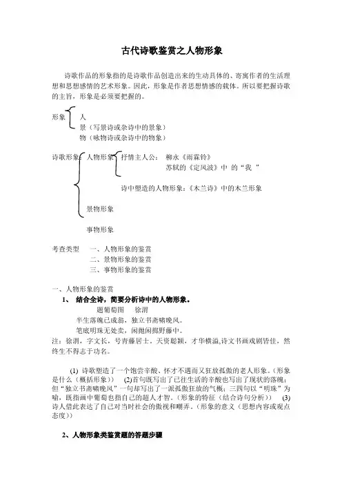 古代诗歌鉴赏之人物形象