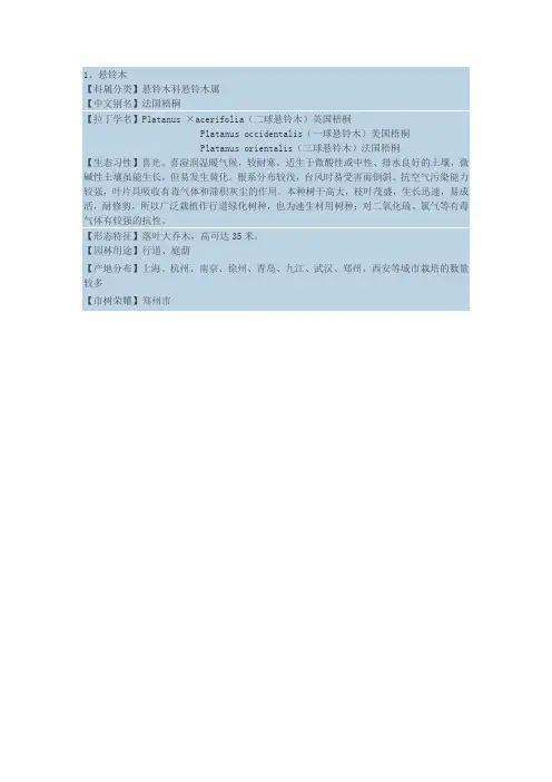 树木图片及简介