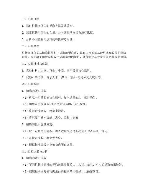 植物肉蛋白实验报告