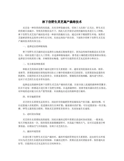 林下仿野生灵芝高产栽培技术