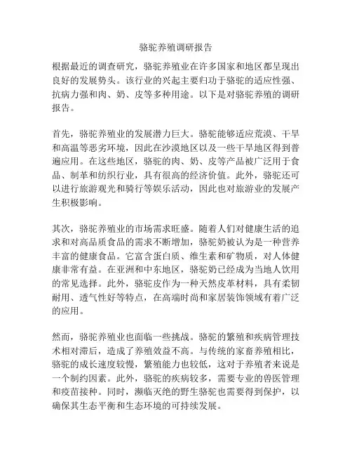 骆驼养殖调研报告