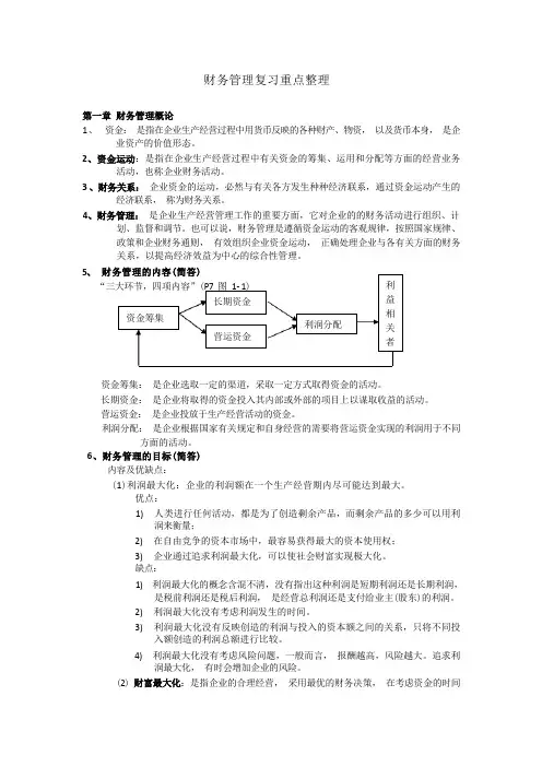 经管类专业课复习资料-财务管理复习重点整理