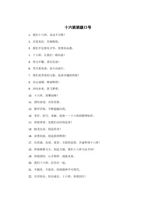 十六班班级口号