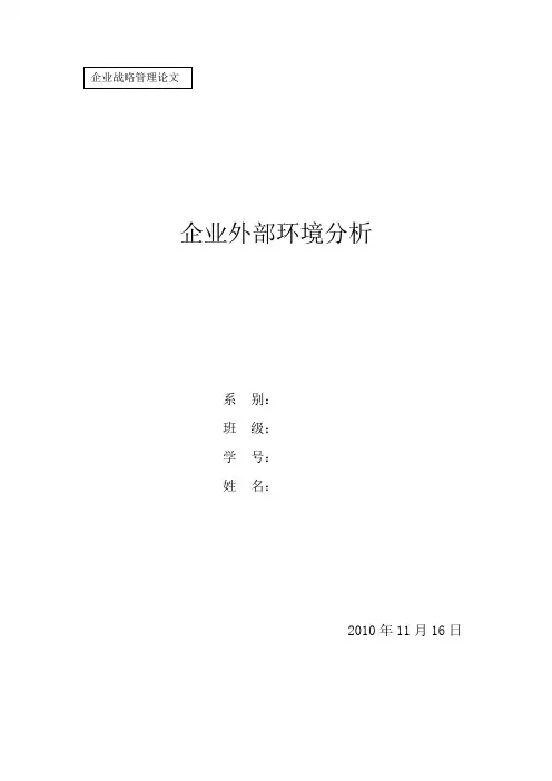 企业外部环境分析