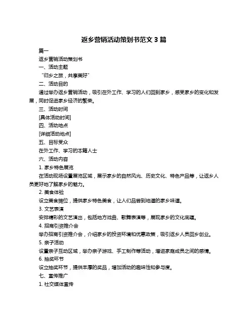 返乡营销活动策划书范文3篇