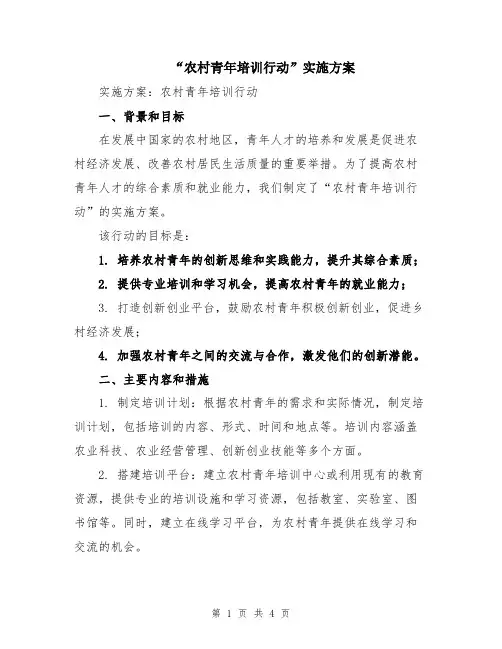 “农村青年培训行动”实施方案