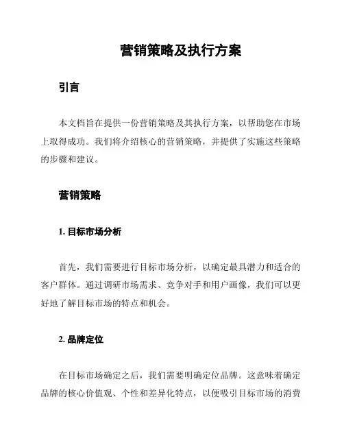 营销策略及执行方案