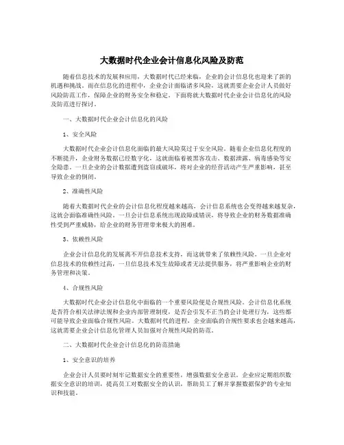 大数据时代企业会计信息化风险及防范