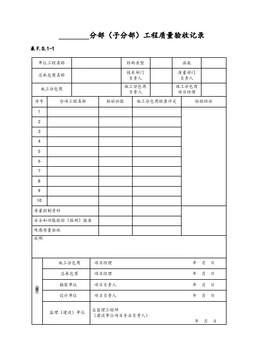 主体结构检验批质量验收记录