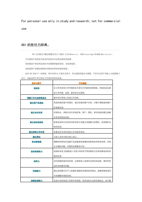 DDI的胜任力辞典