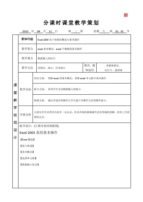 excel第01课-Excel-2003基本操作