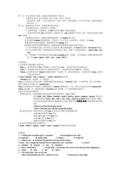 名词性从句解题思路