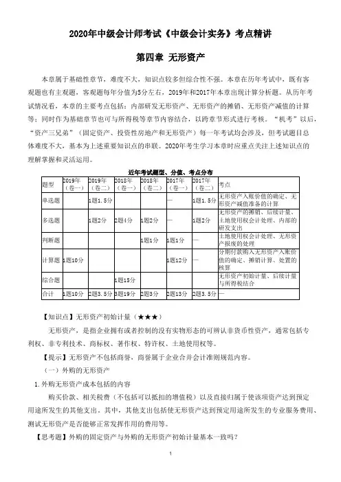 2020年中级会计师考试《中级会计实务》考点精讲--第四章 无形资产 