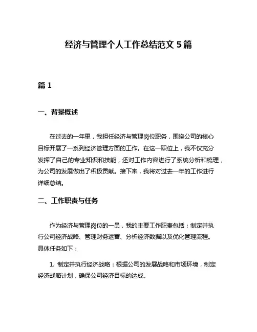 经济与管理个人工作总结范文5篇