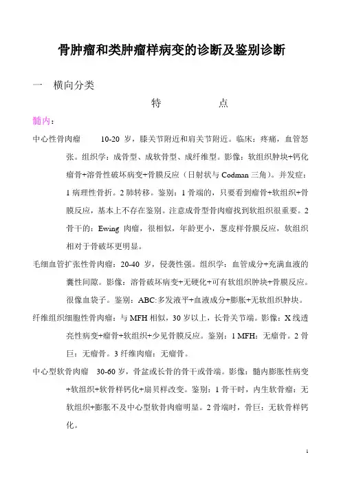 骨肿瘤和肿瘤样病变的诊断和鉴别诊断