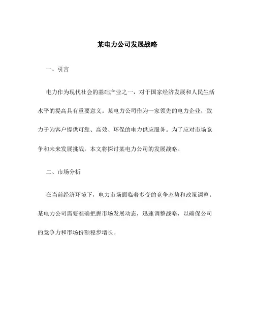 某电力公司发展战略