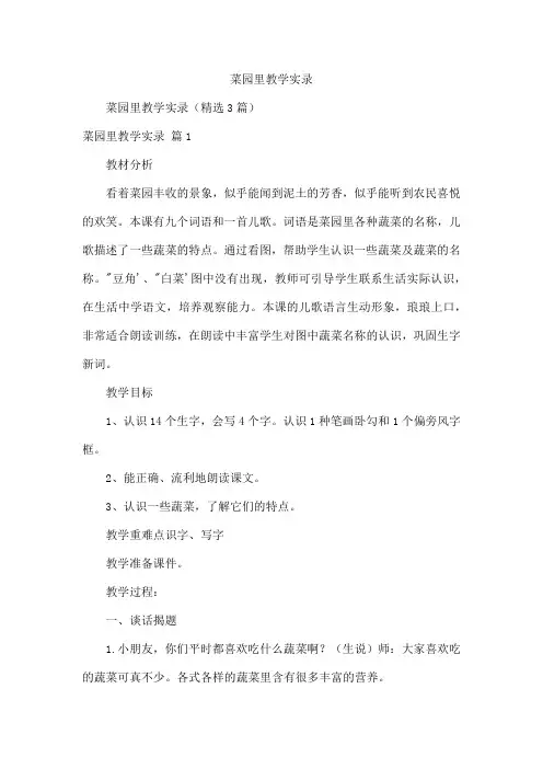 菜园里教学实录