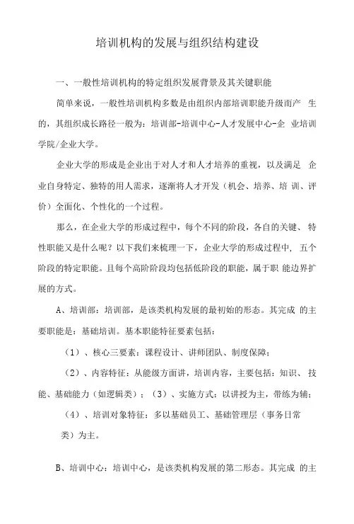 培训机构的发展与组织结构建设