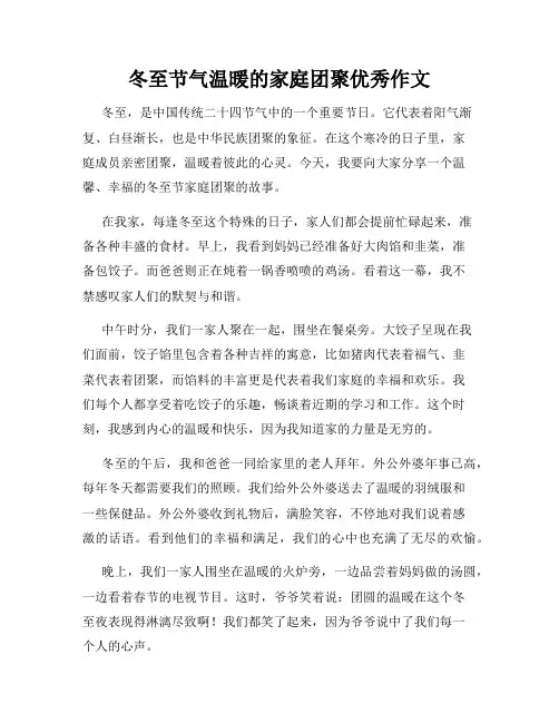 冬至节气温暖的家庭团聚优秀作文