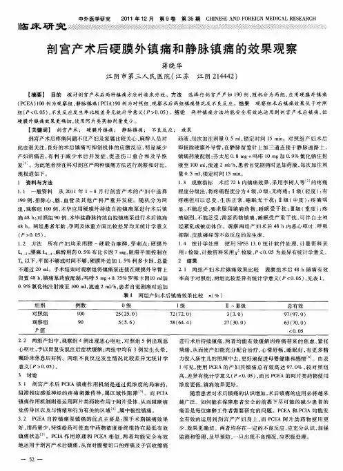剖宫产术后硬膜外镇痛和静脉镇痛的效果观察