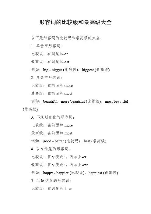 形容词的比较级和最高级大全