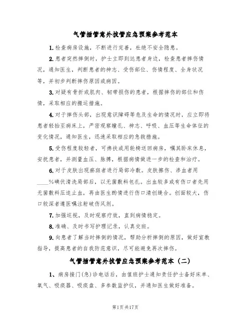 气管插管意外拔管应急预案参考范本(4篇)