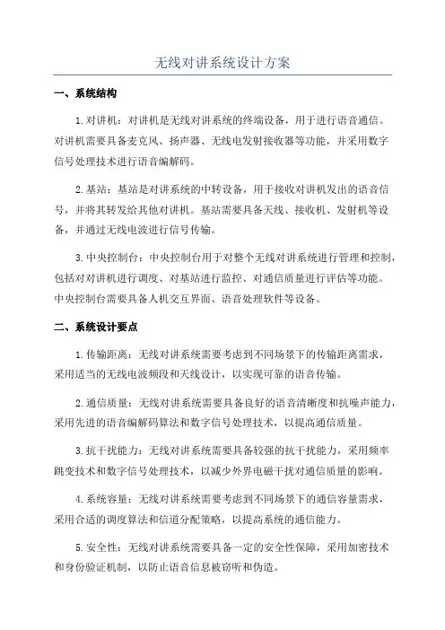 无线对讲系统设计方案