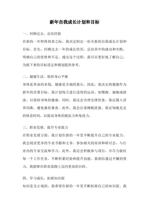 新年自我成长计划和目标