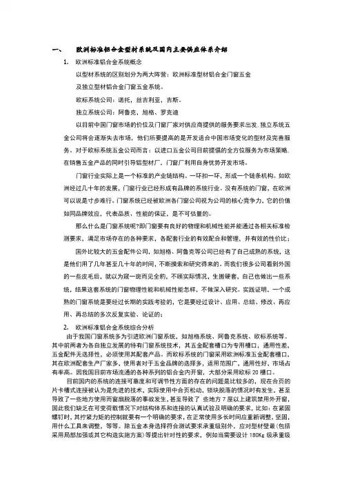 欧洲标准铝合金型材系统及国内主要供应体系介绍
