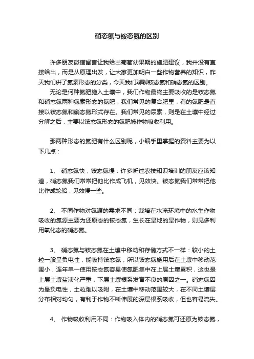 硝态氮与铵态氮的区别