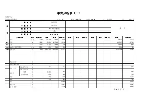单价分析表