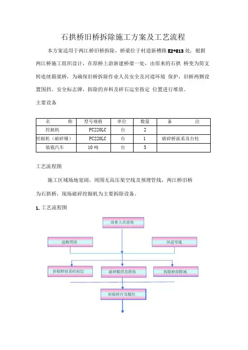 石拱桥旧桥拆除施工方案及工艺流程