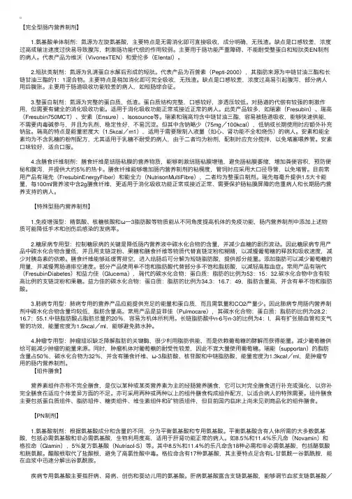 2011年外科手术指导：临床常用肠内及肠外营养的制剂