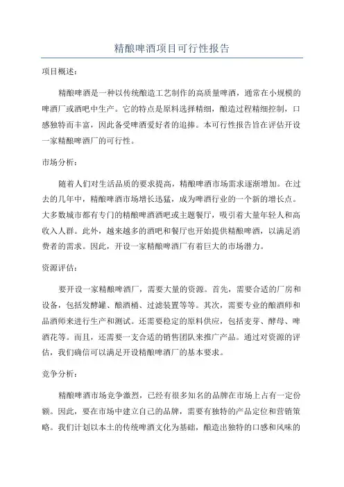 精酿啤酒项目可行性报告