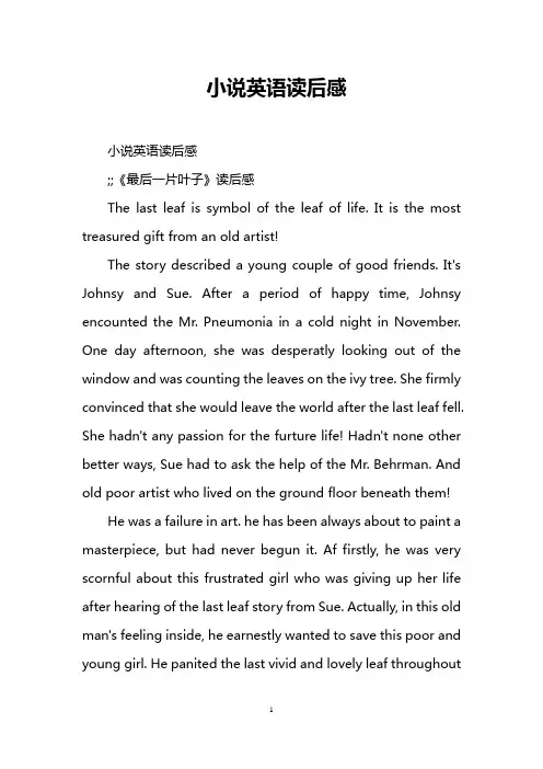 小说英语读后感