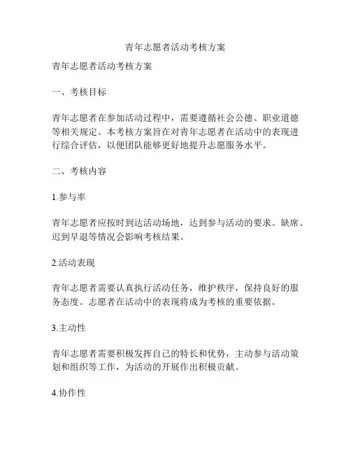 青年志愿者活动考核方案