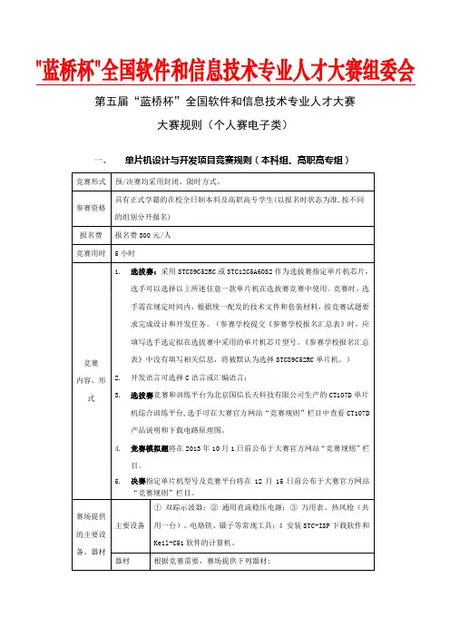 第五届“蓝桥杯”全国软件和信息技术专业人才大赛-大赛规则(个人赛电子类)