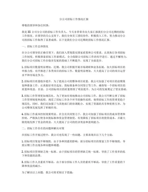 分公司招标工作情况汇报