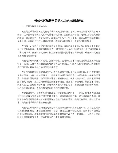 天然气区域管网的结构功能与规划研究