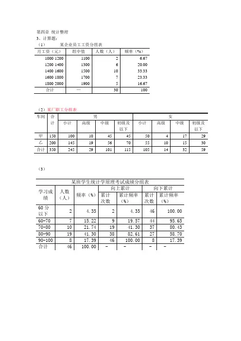 统计学原理课后习题答案简版